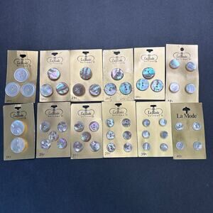 Vintage La Mode Shell Buttons New Old Stock On Original Cards 12 Full Cards